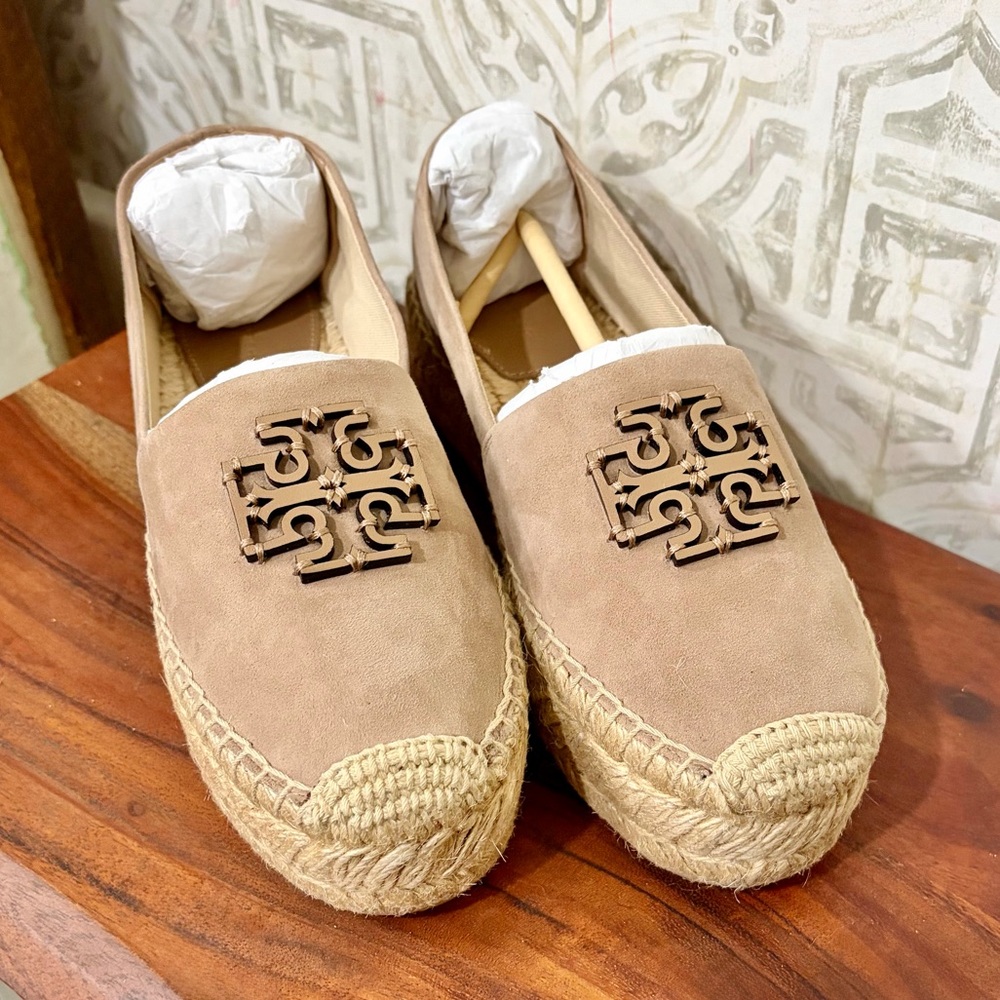 Tory Burch Suede Platform Espadrilles in “Almond Flour” SZ 8, NEW IN BOX! $275 - Picture 3 of 12